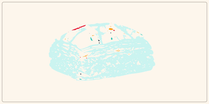 Layered napoleon pastry in flat vector style with rough screenprint texture and speckled confetti. This mille feuille cutout, also called vanilla slice, shows flaky puff layers in soft pastel