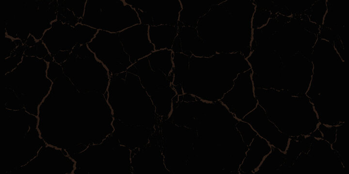 Black marble surface with thin copper veining and fine cracks, dark stone texture