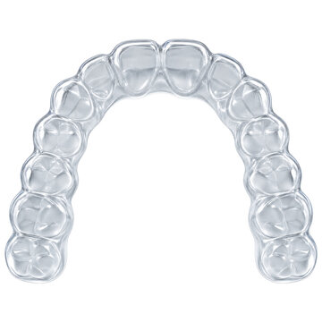 Clear Plastic Orthodontic Teeth Aligner Dental Tray on Transparent Background PNG