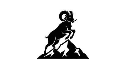 Fototapeta premium Ram Silhouette on Mountain Peak