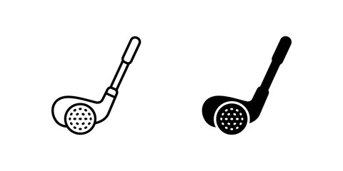 Golf club with ball silhouette icon for sports and professional gaming activity representation. © Nisar