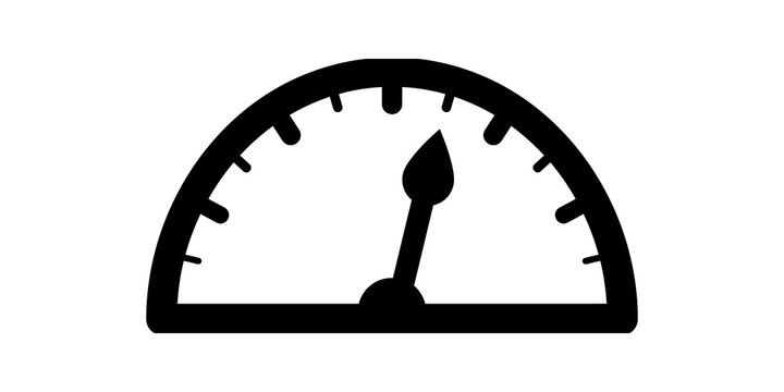 Speedometer gauge black silhouette icon for automotive dashboard measurement.