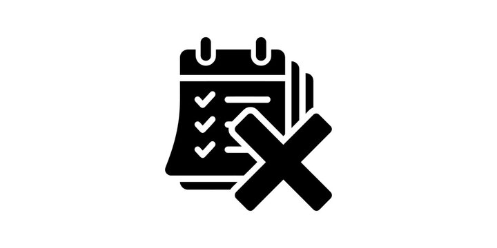 Calendar task rejection symbol showing list deadline cancellation.