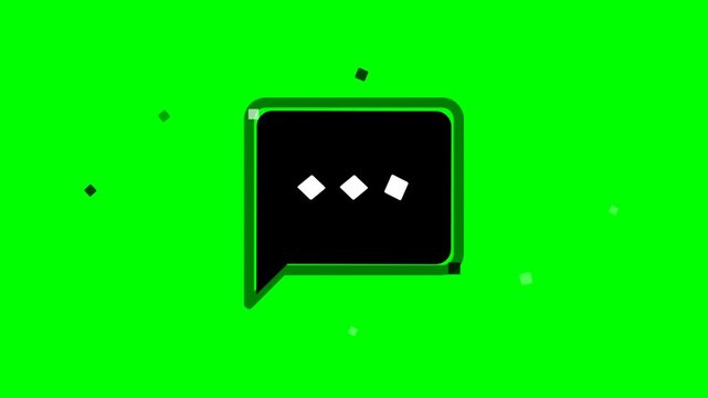 Black speech bubble typing animation on green screen background