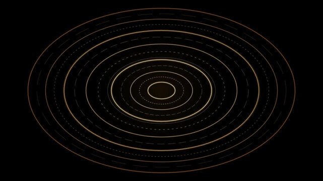 Concentric circles expand outward from a central point on a black background.