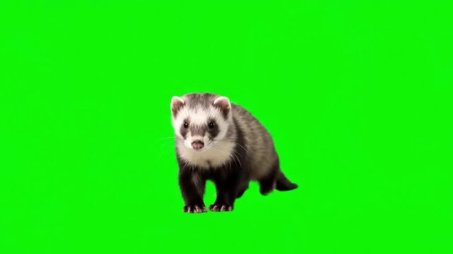 Realistic Ferret Natural Movement on Green Screen Background &ndash; Small Domestic Mammal Animal Video Footage