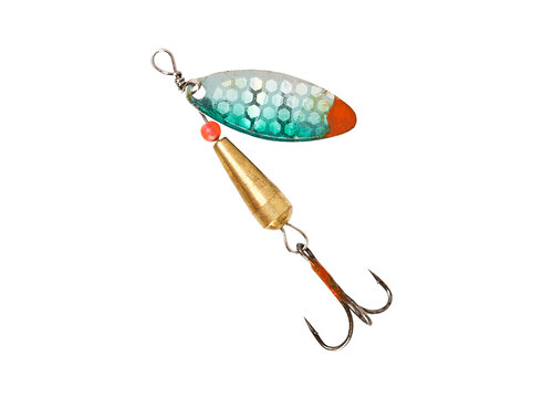 Metal spinner bait fishing lure with brass body for active angling.
