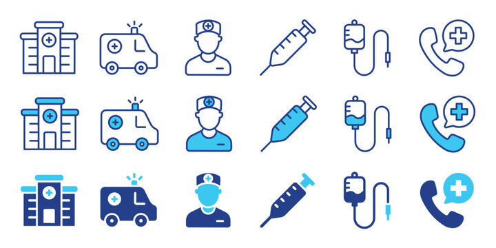 Hospital icons. Editable stroke. Vector graphic illustration. For website design, logo, app, template, ui, etc