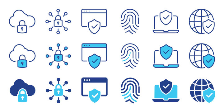 Cyber security icons. Editable stroke. Vector graphic illustration. For website design, logo, app, template, ui, etc