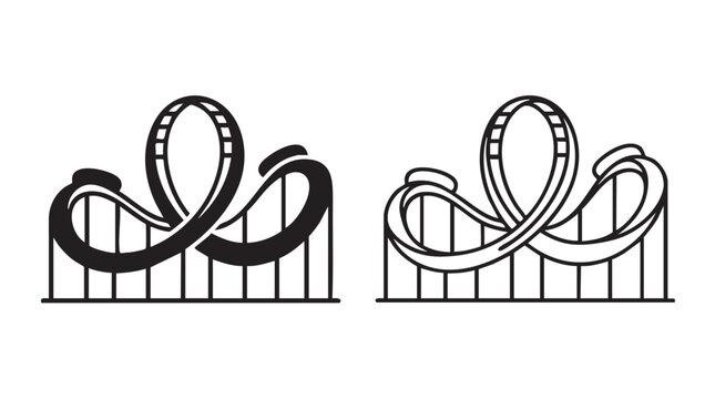 roller coaster track vector icon silhouette with line art design silhouette with line art vector icon