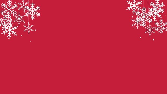 Elegant Red Winter Background with Falling White Snowflakes and Copy Space for Festive Christmas Designs