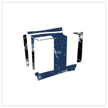 "A grunge styled open book (tome, hardback) drawn in rough stencil shapes with speckled navy and black texture. Aged, hand inked look ideal for literary designs."