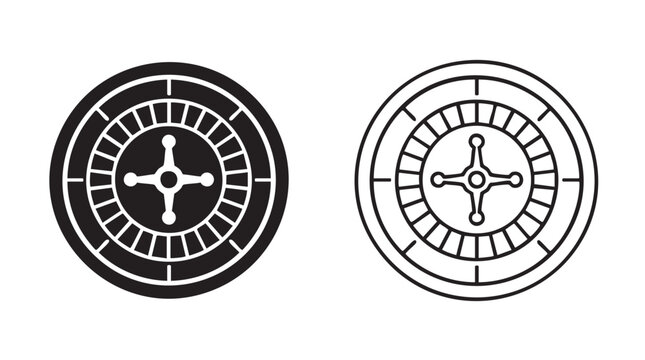 roulette wheel vector icon with silhouette and line art design silhouette with line art vector icon
