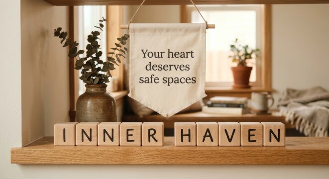 Inspirational Banner and Wooden Blocks Display with Heartfelt Message