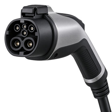 Electric Vehicle EV Charging Plug Connector Nozzle Handle on Transparent Background PNG