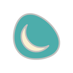 Teal egg shape with crescent moon inside © tesya