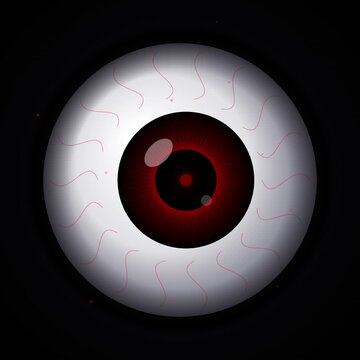 Abstract glowing red eye pupil concept on black background for sci-fi video