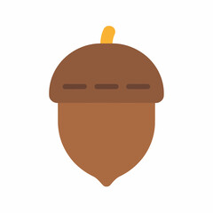 Brown acorn with yellow stem on transparent background © jenrik