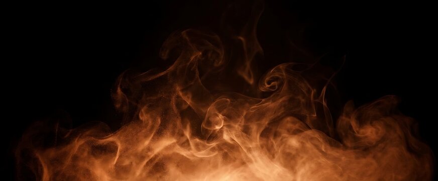 Abstract fiery smoke and glowing embers rising against a dark background creating an intense atmosphere