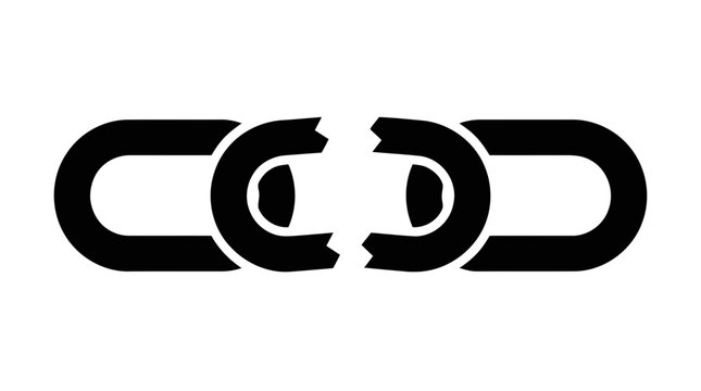Vector illustration of broken chain link icon on a transparent background