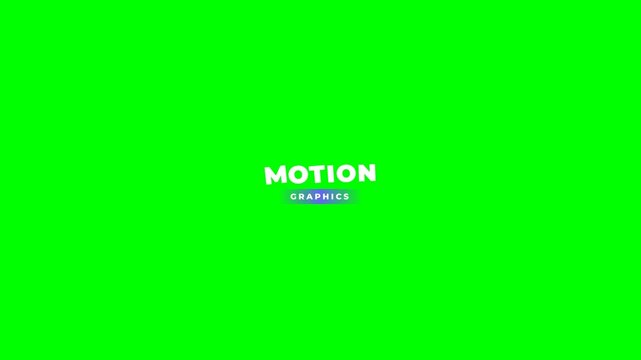 Motion graphics text logo isolated on a bright green screen background.