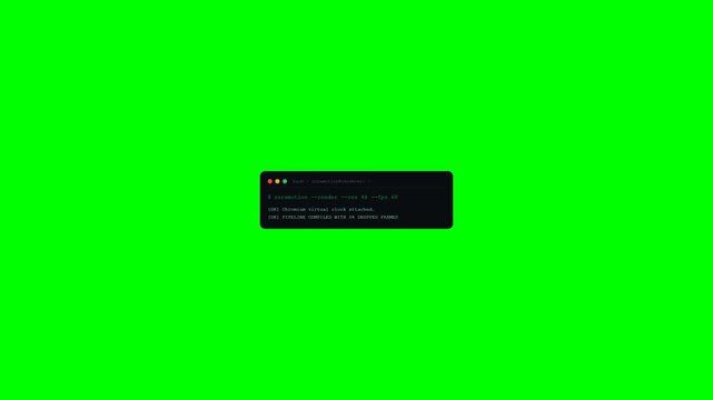 Minimalist dark terminal command line window isolated on a vibrant green screen background.