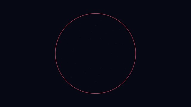 Minimalist thin red circle outline centered on a solid dark navy blue background.