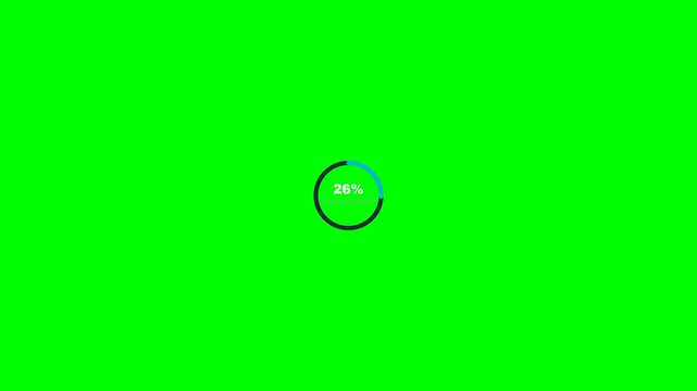 Circular loading bar icon showing twenty six percent progress on a green screen background.