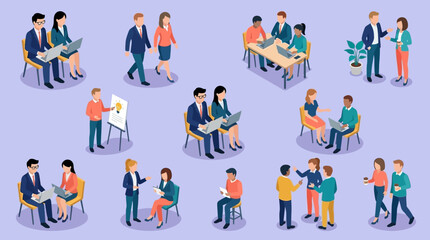 Fototapeta premium Diverse team collaborating in modern office settings.