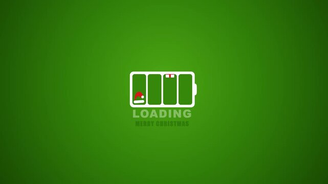 Christmas loading bar concept with a Santa hat on a green background.