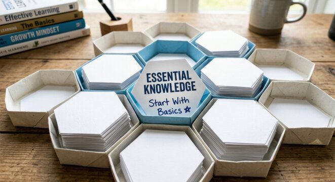 Collection of Blank Flashcards in Hexagonal Organizer for Essential Knowledge