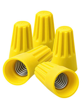 Yellow Twist On Electrical Wire Nut Connectors Cluster on Transparent Background PNG