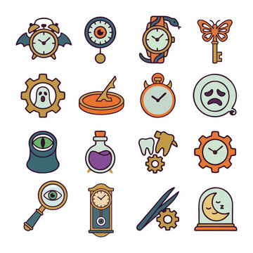 Colorful Haunted Clockmaker Vector Illustration