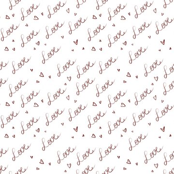 seamless pattern with love lettering for Valentine&rsquo;s Day wrapping paper, fabric, textile or scrapbooking 