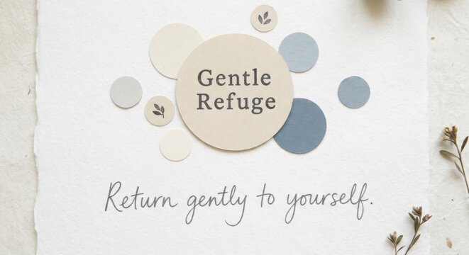 Gentle Refuge text and circles, inspiring message to return gently to yourself