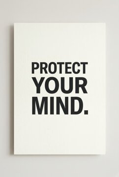 Protect Your Mind Bold Typography Poster with Inspiring Message