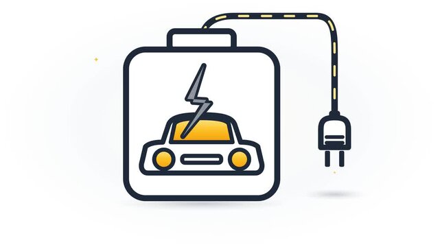 Minimalist vector icon representing an electric vehicle charging station and battery power concept.
