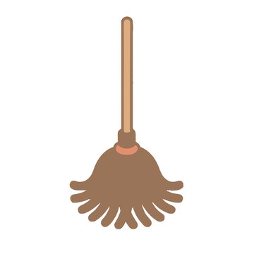 Cartoon mop with wooden handle
