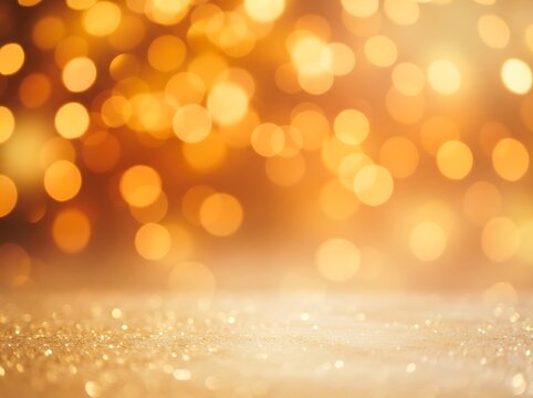 Gold bokeh background with glowing lights and glittering texture for holiday celebration design