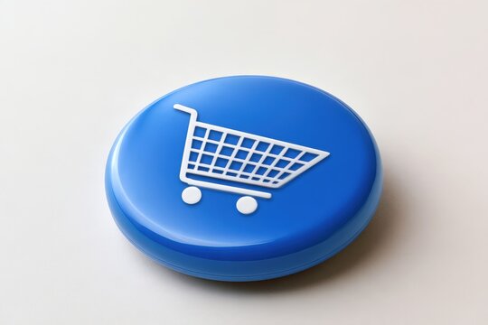 Blue button with shopping cart icon