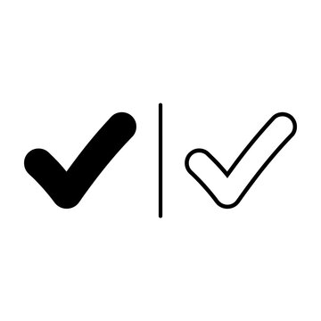 Minimalist Black Check Mark Symbols Divided by Line on White Background