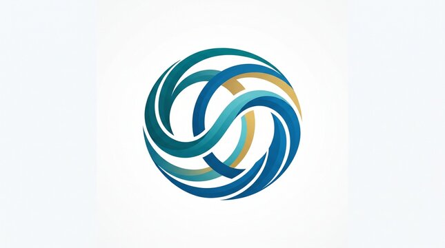 Modern circular abstract logo featuring interwoven curved shapes, symbolizing connection, movement, harmony, and continuous growth