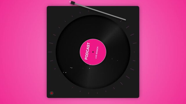 Rotating Vinyl Record Player Representing A Live Podcast Recording Session