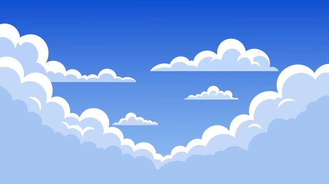 Small white clouds drift gently across a blue sky at varied speeds with subtle vertical movement, creating a seamless natural loop ideal for calm backgrounds, presentations, nature scenes, and animati