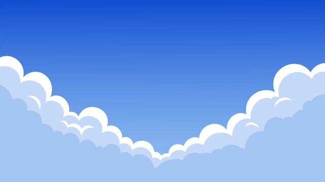 Inner white clouds dissolve one by one inside a bright blue sky while the edge cloud frame stays fixed, leaving clean central copy space before rebuilding for title cards, transitions, and ads.