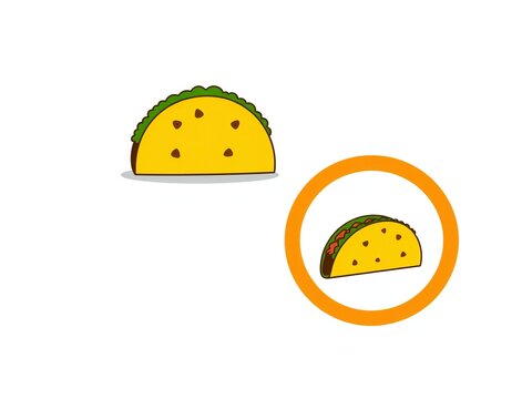 Two cartoon taco food icons for mexican restaurant menu design