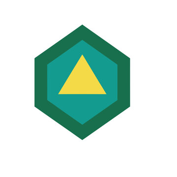 Geometric hexagon with yellow triangle inside