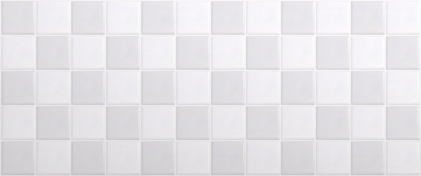 White and grey bathroom tile pattern for wall and floor. Clean ceramic square kitchen mosaic tiles. Modern interior surface. Wall abstract texture. Realistic vector illustration