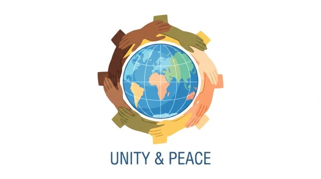 Global Unity: Diverse Hands Supporting Earth for Peace and Cooperation