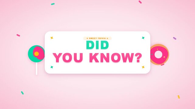 Did you know text sign with colorful candy and donut illustrations on pink background.